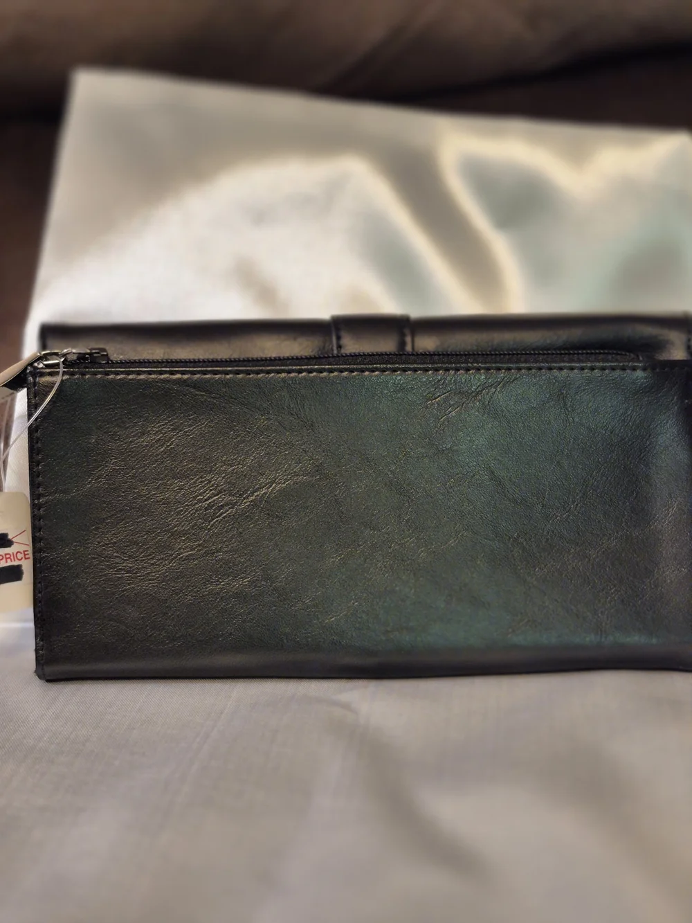 Liz Claiborne Black Leather Fold-Over Wallet with Gold Hardware